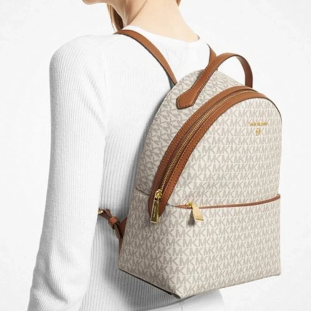 Michael Kors Womens Valerie Medium Logo Backpack 30F2G9VB2B-149 (Vanilla) NWT
